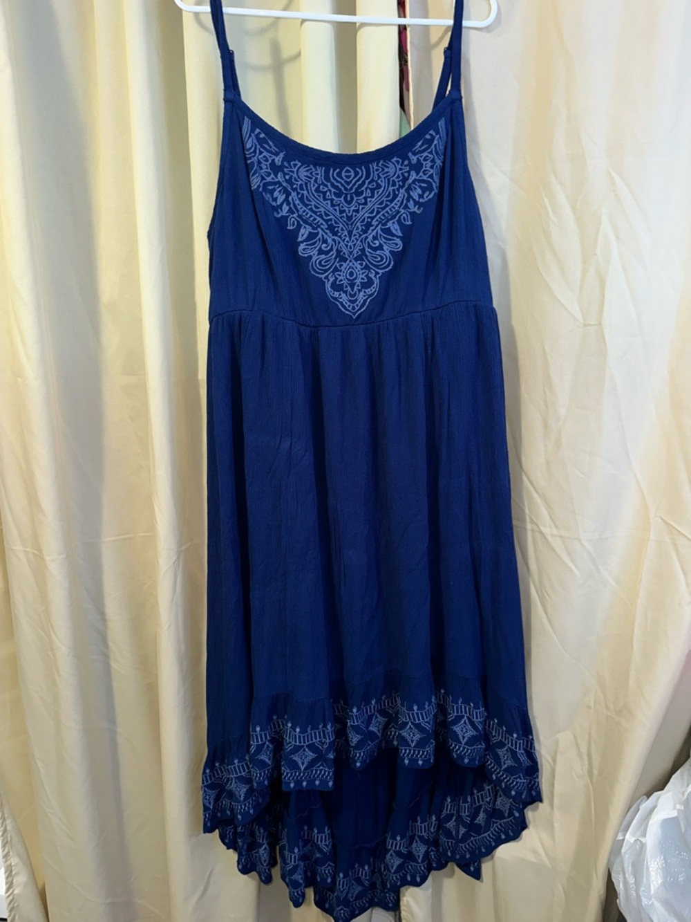 Torrid Navy Blue Embroidered High-Low Spaghetti Strap Dress